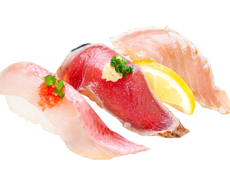 全員集合！3種盛（きんめだい／かつおのタタキ／塩レモン味びんちょうまぐろのタタキ）